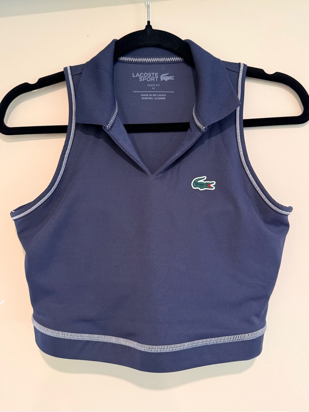 Lacoste NWT Navy Women's Polo Style Stretch Tight Fit Sport Bralette